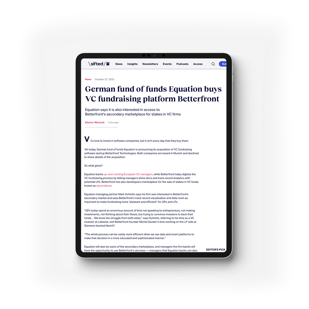 Sifted: equation buys VC fundraising platform Betterfront